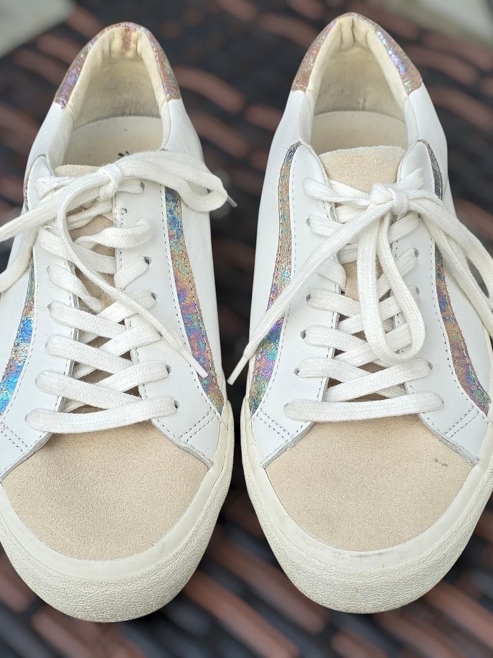 Madewell Cream and Iridescent Low-Top Sneakers